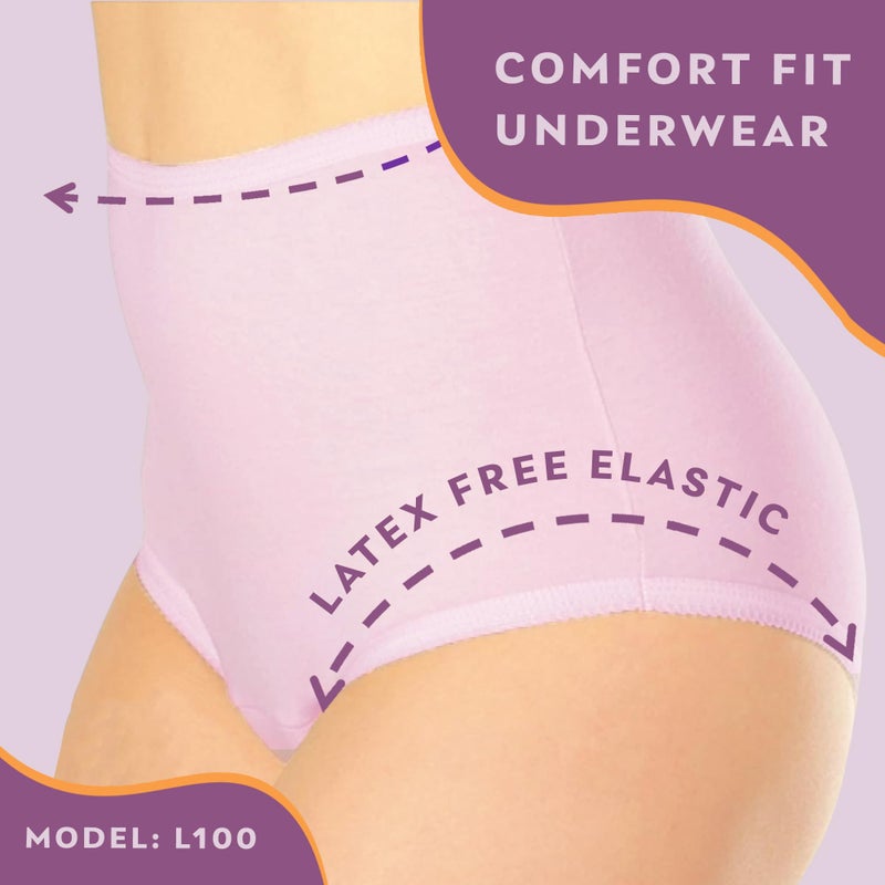 Wear-Ever Wearever Women's Cotton Comfort Incontinence Panties for Bladder Control with Regular Absorbency - Reusable & Washable Leak Proof Underwear 150 ml (Pack of 3) (Pastel) (L) (Fits Hip Sizes: 41-42") - Image 5